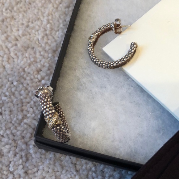 Designer Lagos caviar hoop earrings with diamonds - Picture 4 of 10